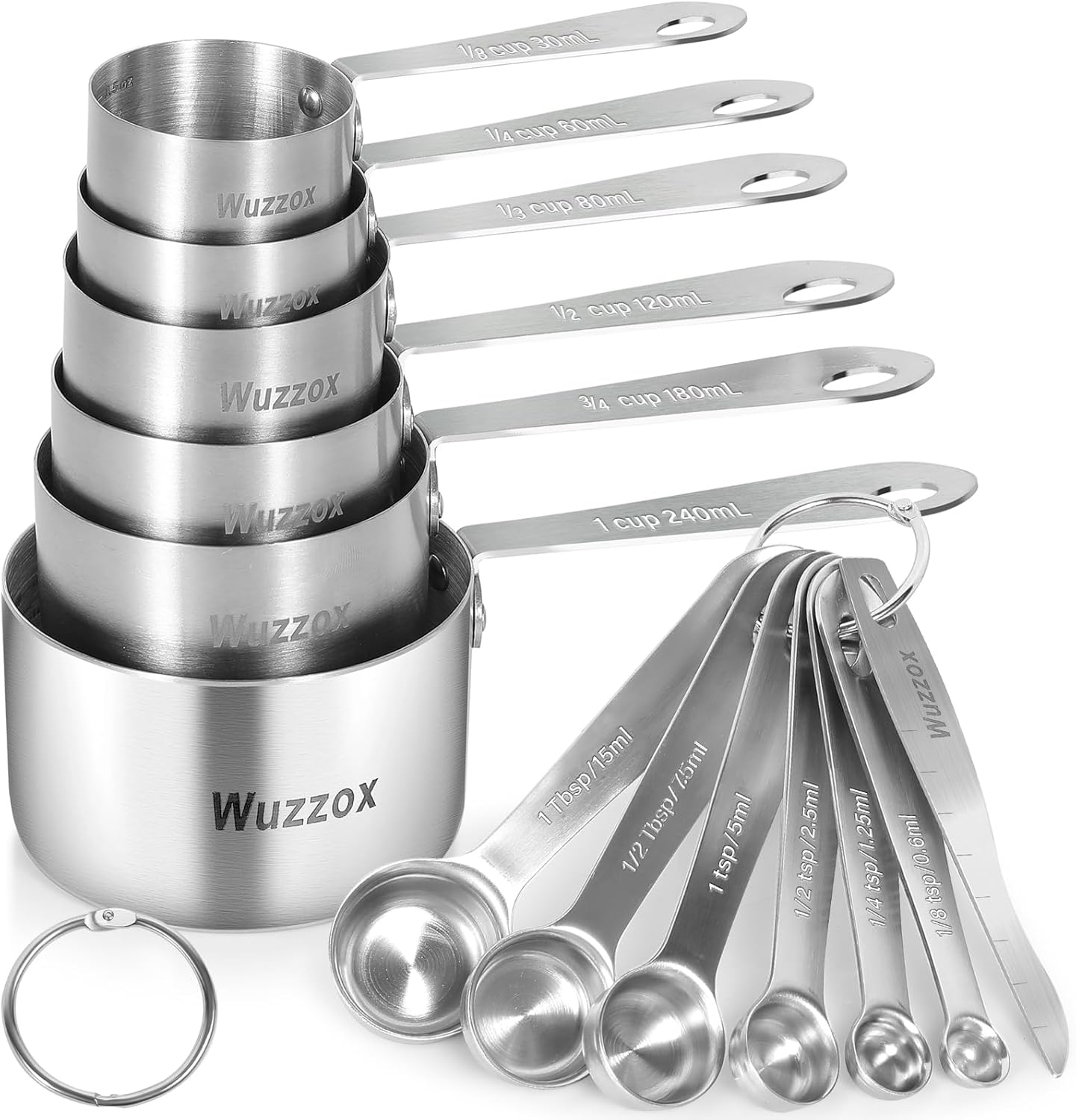 Stainless Steel Measuring Cups & Spoons Set of 13, Stackable Metal Measuring Cups & Spoons, Kitchen Gadgets for Cooking & Baking