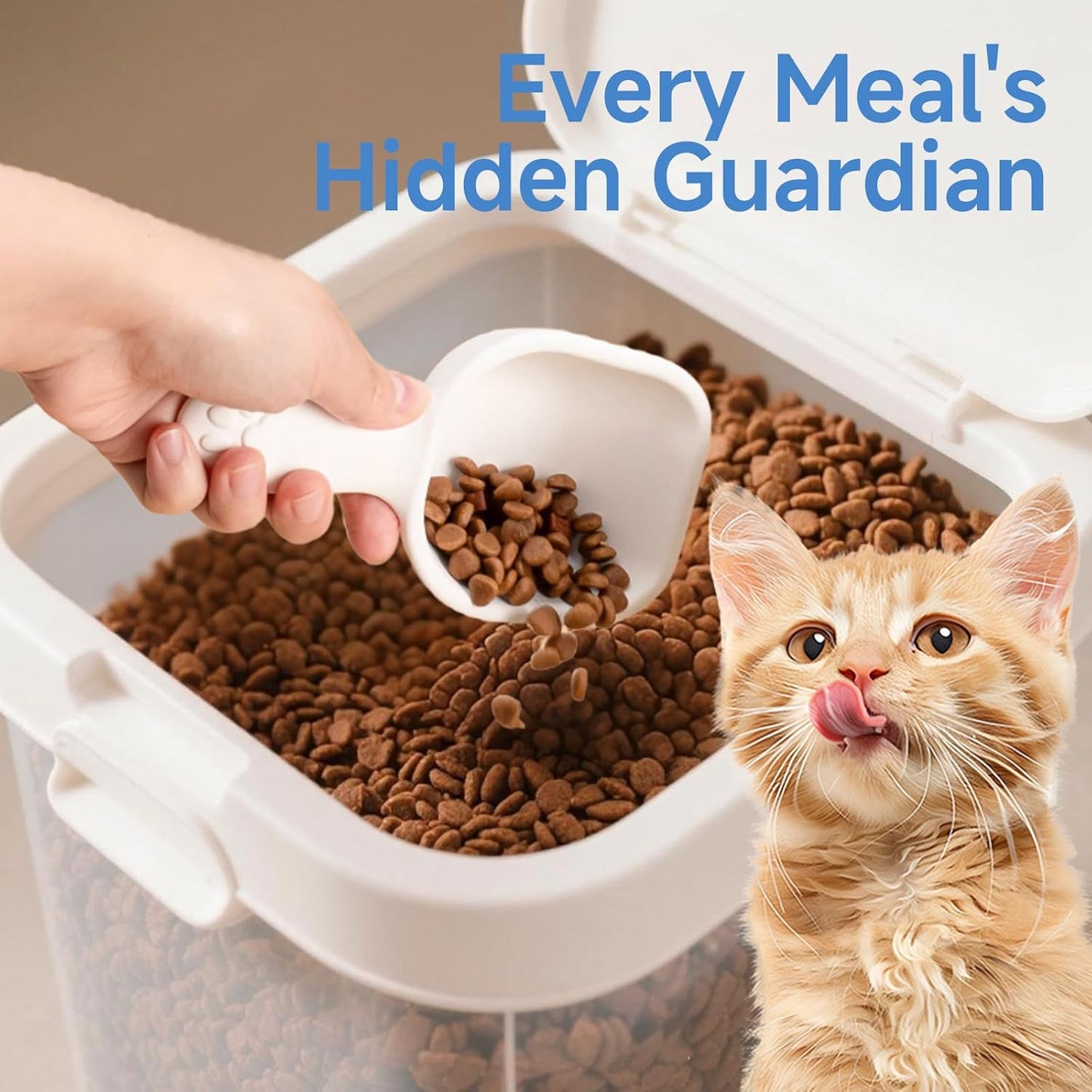 Diatom Drying scoop 1/4 Cup for Pet Food, Keep Food Fresh Desiccant to Dry Deodorization Rapid Water Absorption, Pet Food Scoop for Dog Cat, Comfortable Long Handle for Easy to Scoop Food