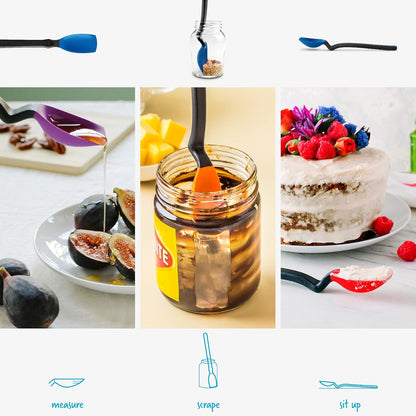 Dreamfarm Mini Supoon Non-Stick Sit-Up Silicone Scraping Cooking Spoon, Jar Scraper Measures 5ml Tsp - 8" Yellow