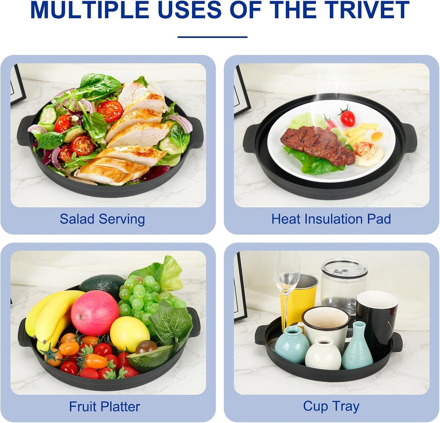 10.7 Inch Microwave Food Cover with Heat Insulation Mat, Anti-Scald Collapsible Microwave Splatter Cover, Multi-Functional as Colander & Fruit Plate, Dishwasher Safe, Ideal for Meal Prep (Gray)