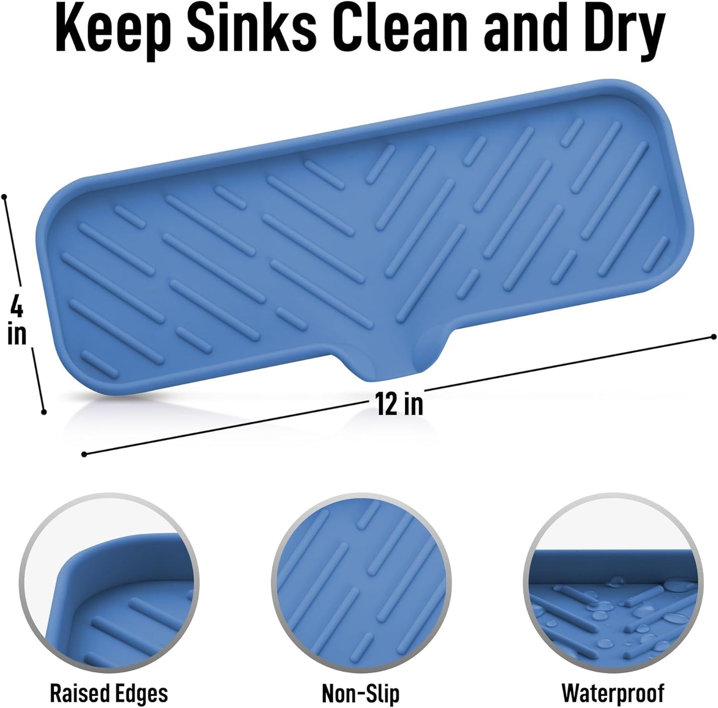 Zulay Kitchen (9x3.5in Sponge Holder for Kitchen Sink - Flexible Heavy-duty Multipurpose Sink Caddy - Counter Organizer for Kitchen, Bathroom, Makeup, Trinkets & More! (Grey)