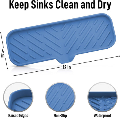 Zulay Kitchen (9x3.5in Sponge Holder for Kitchen Sink - Flexible Heavy-duty Multipurpose Sink Caddy - Counter Organizer for Kitchen, Bathroom, Makeup, Trinkets & More! (Grey)