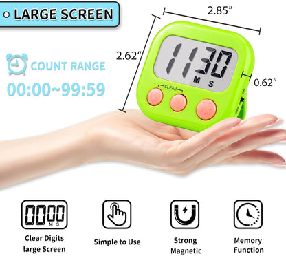 Timer for Kids Teachers Supplies Digital Kitchen Timers for Cooking Large Magnetic Classroom Timer 2Pack-Blue Green