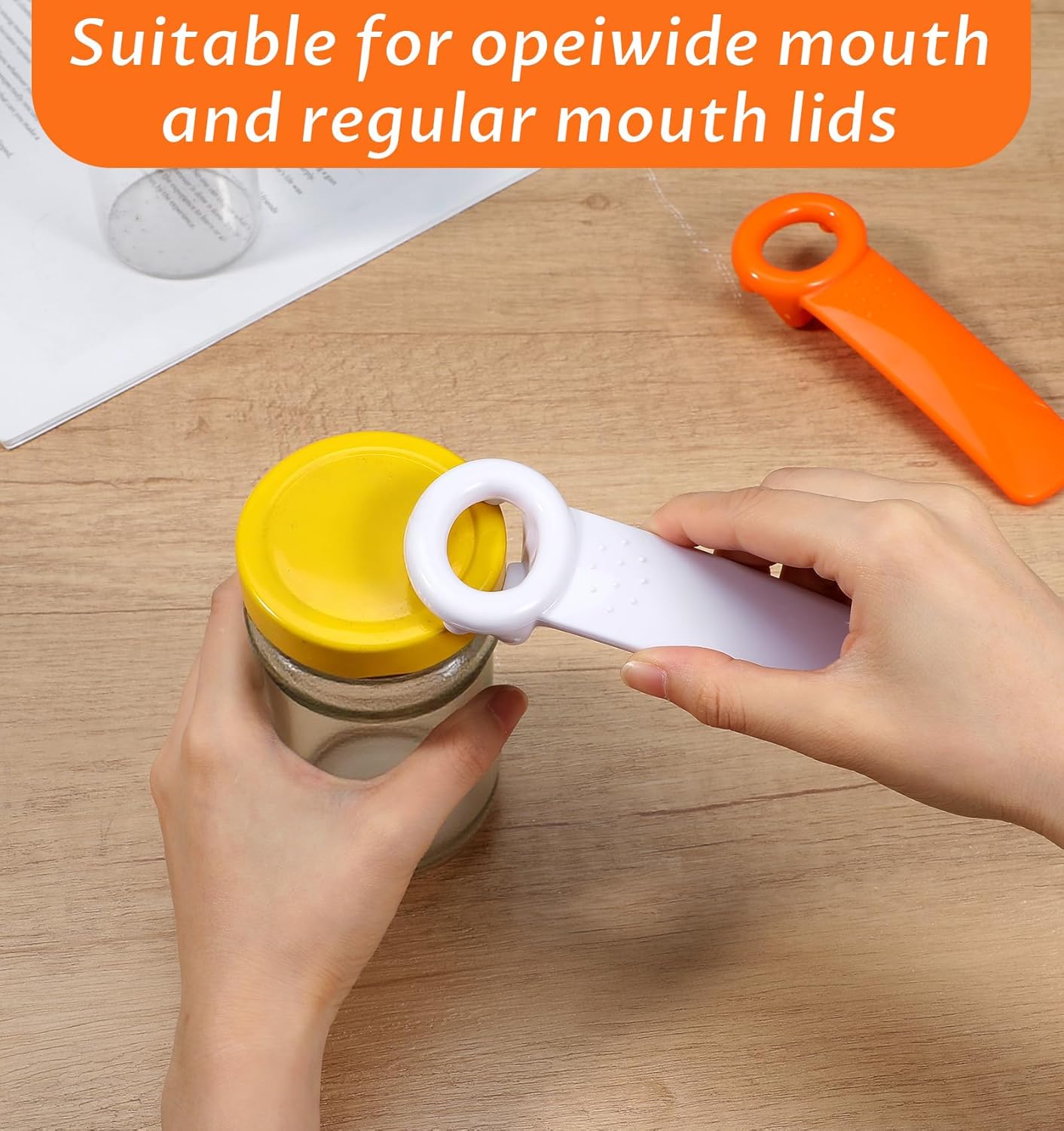 Jar Key, 2Pcs Jar Key Lid Opener for Seniors, Women, Men, Opening Jars Lid (Orange & White)