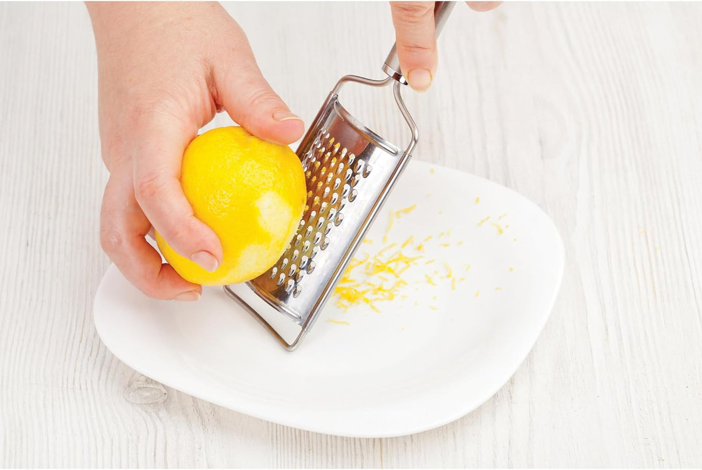 HIC Kitchen Professional Grater Zester, Stainless Steel, Non-Slip Base and Handle, 4 Multi-Grating Surfaces