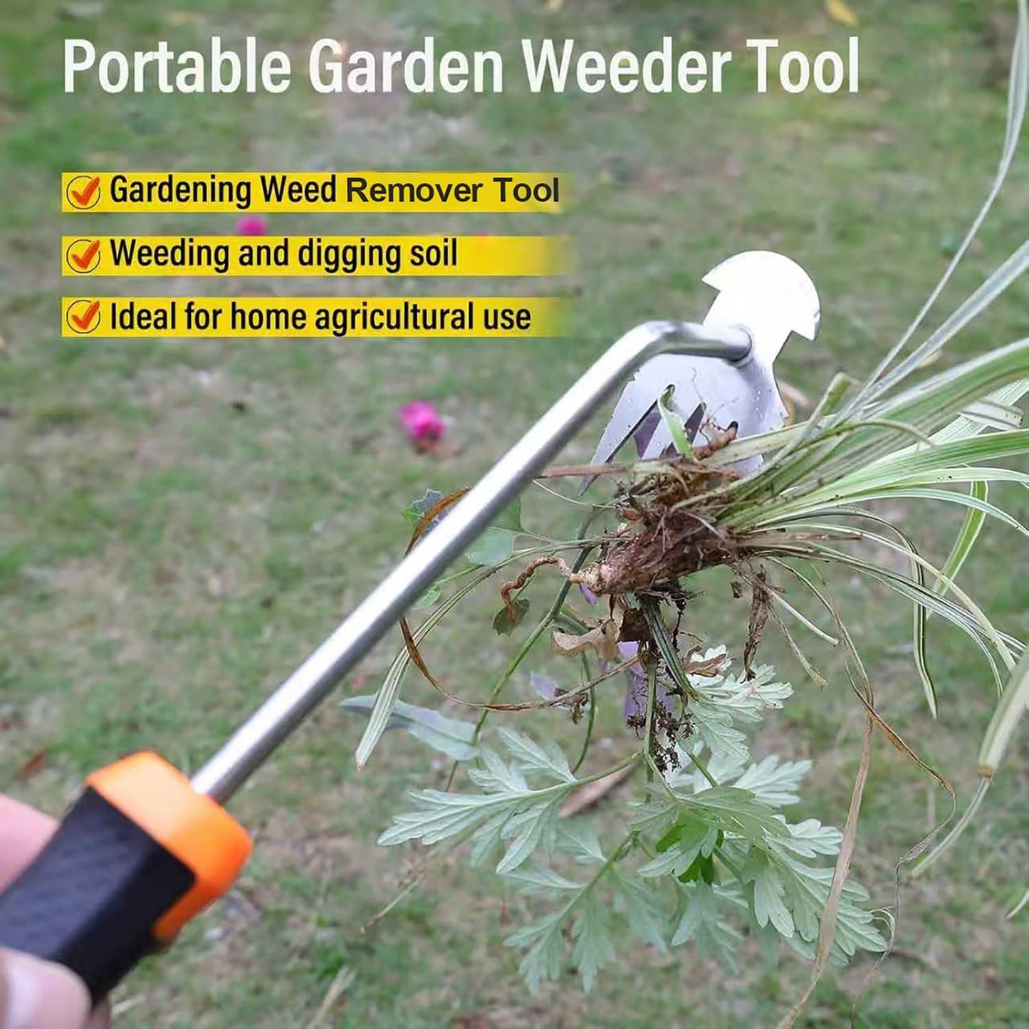 Weed Remover Tool,Garden Weed Tool, Portable Garden Weeding Tool for Vegetable Gardening Backyard Farm Planting & Weeding (Rubber Handle)