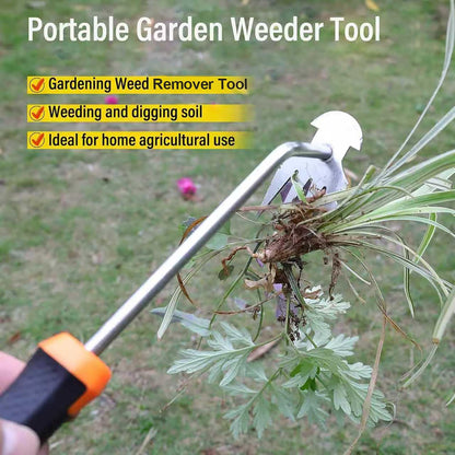 Weed Remover Tool,Garden Weed Tool, Portable Garden Weeding Tool for Vegetable Gardening Backyard Farm Planting & Weeding (Rubber Handle)