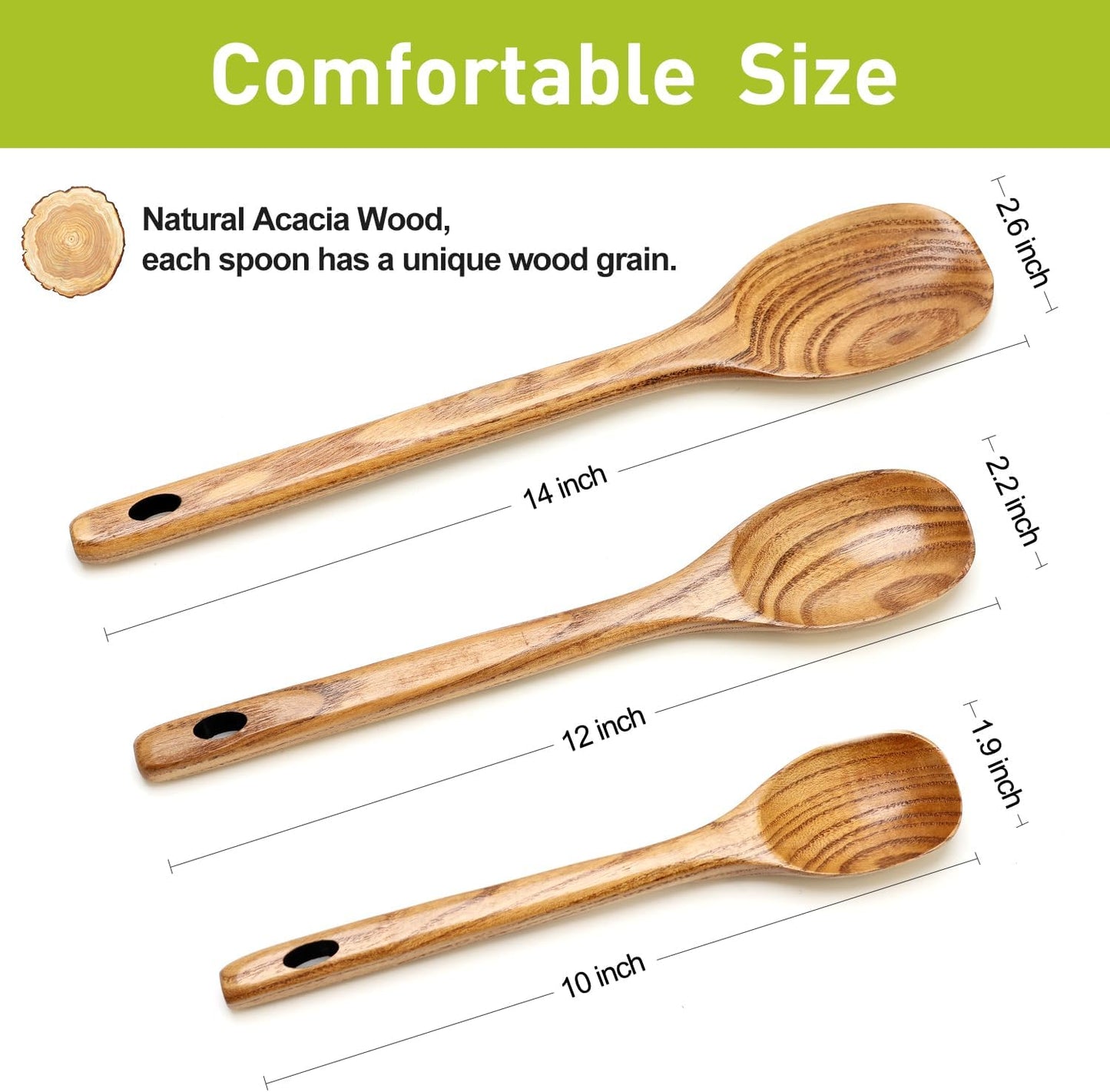 3 Pack Wooden Ladles for Serving Spoon Soup Ladle Wood Spoons for Cooking Ladel Large Spoon Kitchen Tools Ladles Big Spaghetti Spoon Laddle Non Toxic Soup Spoons Teak deep Ladle