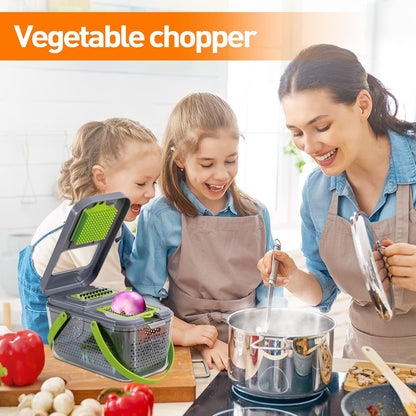 APSARAS USA Pro 15 in1 Vegetable Chopper, Food Chopper with Container, Veggie Cutter & Spiralizer for Onion Salad, Slicer&Spiralizer(Home Essential Gadget&Kitchen) 1.5L