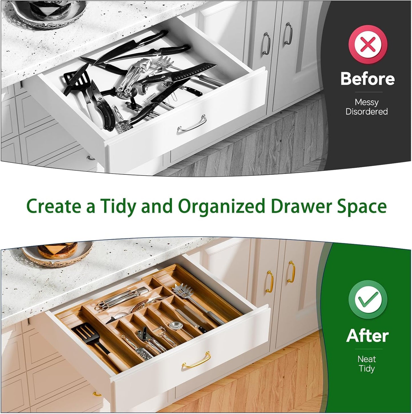 Simple Trending Silverware Drawer Organizer, 8 Pack Utensil Organizer for Kitchen Drawers, Metal Storage for Spoons Forks Knives (12.2 * 3.2 * 2.1 Inches, Black)