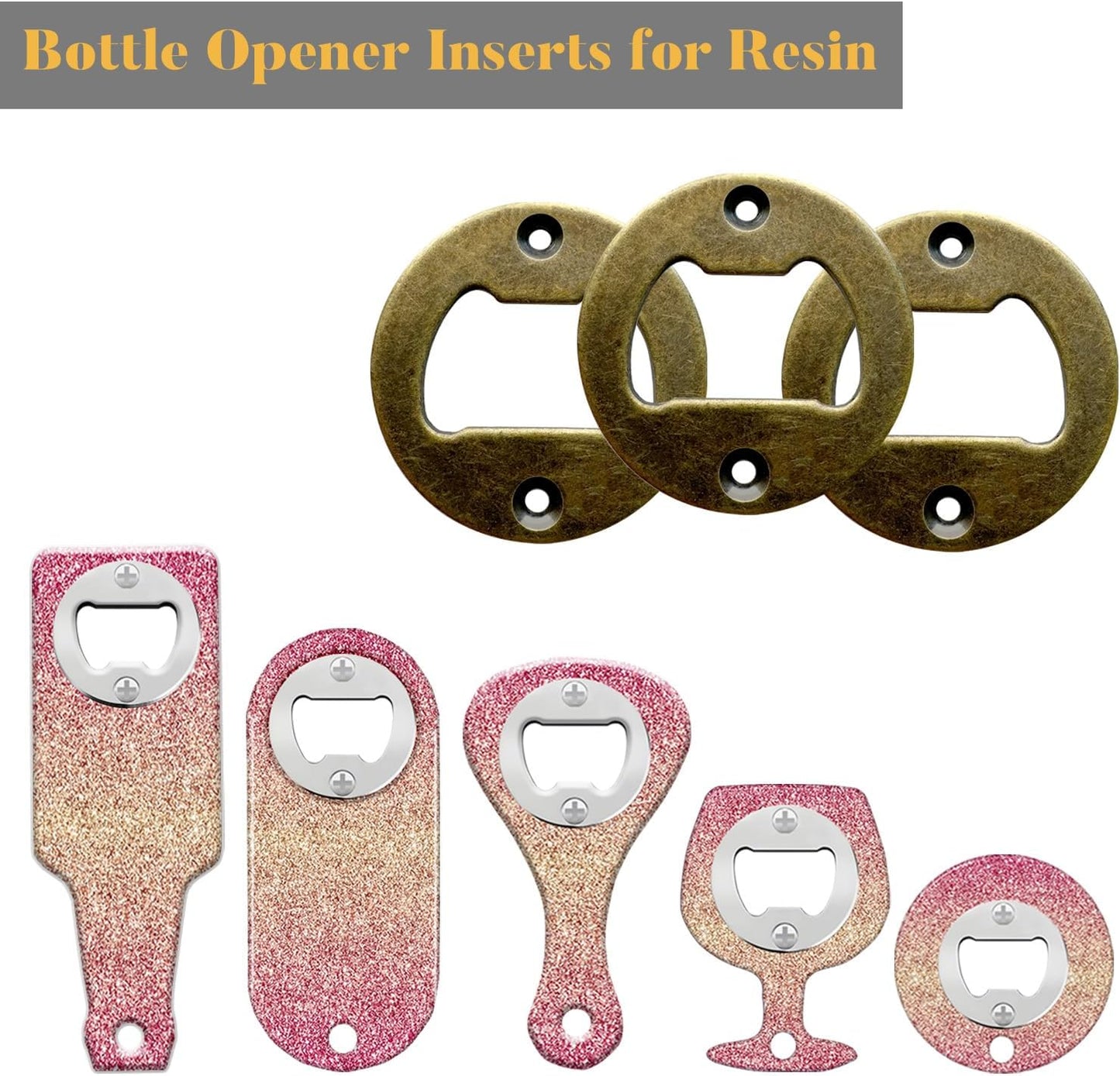 Bottle Opener Insert - 20 Sets Stainless Steel Inserts Kit with Screws Screwdriver for DIY Resin Mould Kit Hardware Parts Supply（black)