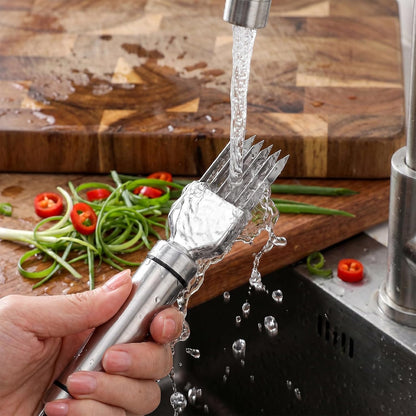 Green Onion Slicer, Multi-Blade Kitchen Scallion Cutters, Stainless Steel Shred Knife for Vegetable Garlic, Professional Kitchen Chopper Tool-Silver