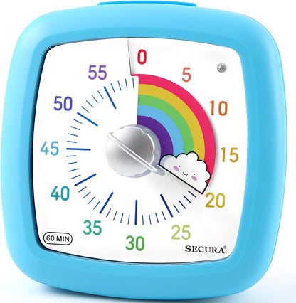 Secura 60-Minute Visual Timer, Silent Study Timer for Kids and Adults, Time Clocks, Time Management Countdown Timer for Teaching (Navy Blue & Navy Blue)