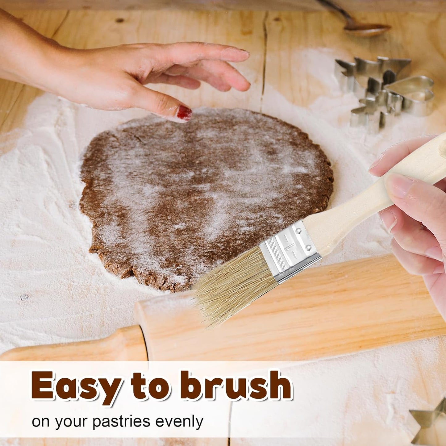 3 Pcs Pastry Brushes, 3 Sizes Natural Bristle Basting Brush, Butter Food Oil Brushes for Butter Sauce Marinade, Kitchen Tools, Cooking Food