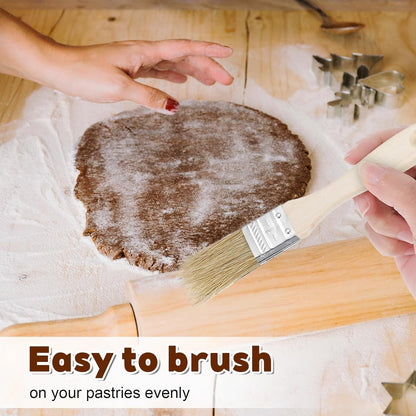 3 Pcs Pastry Brushes, 3 Sizes Natural Bristle Basting Brush, Butter Food Oil Brushes for Butter Sauce Marinade, Kitchen Tools, Cooking Food