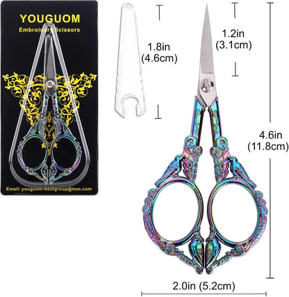 YOUGUOM Sewing Embroidery Scissors, Small Thread Scissor for Craft Artwork Needlework Yarn Knitting Detail Snips, Black Cute Bird Shears