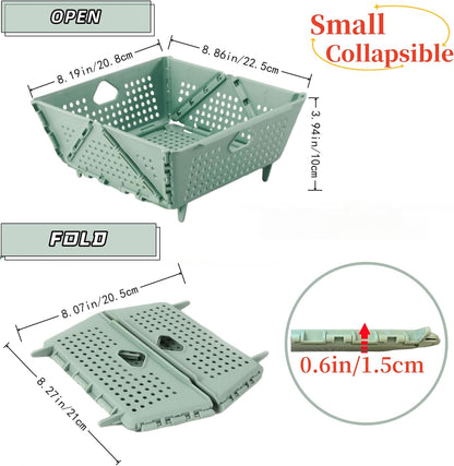 2-PCS Small Collapsible Kitchen Colander and Strainer- Foldable Plastic Drain Basket for Fruit, Vegetables, Pasta - Space-Saving for Kitchen, RV, Camping - BPA-Free & Dishwasher Safe