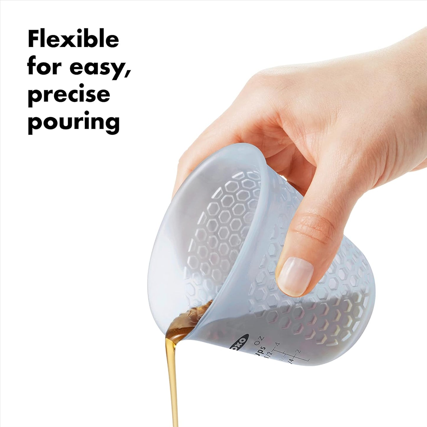 OXO Good Grips 4-Cup Squeeze & Pour Silicone Measuring Cup with Stay-Cool Pattern