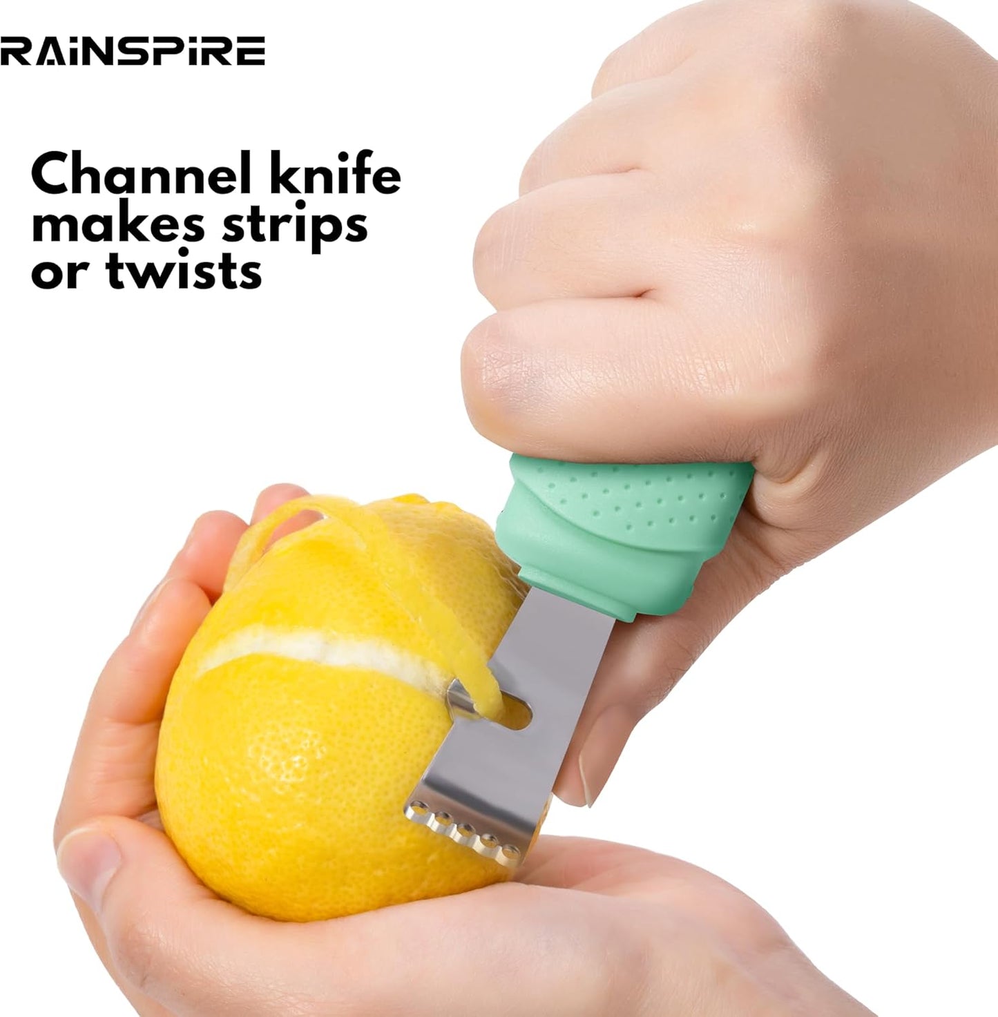 Rainspire Lemon Zester Tool with Channel Knife, Stainless Steel Citrus Zester Tool, Lemon Peeler, Zesters for Kitchen, Ultra Sharp 2-in-1 Tool Easily Creates Citrus Zest (Black)