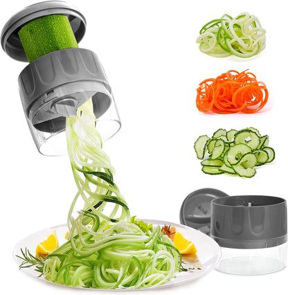 3-in-1 Vegetable Spiralizer Slicer, Adjustable Mandoline Spiral Cutter for Zucchini Noodles, Carrots, Cucumber (Green)