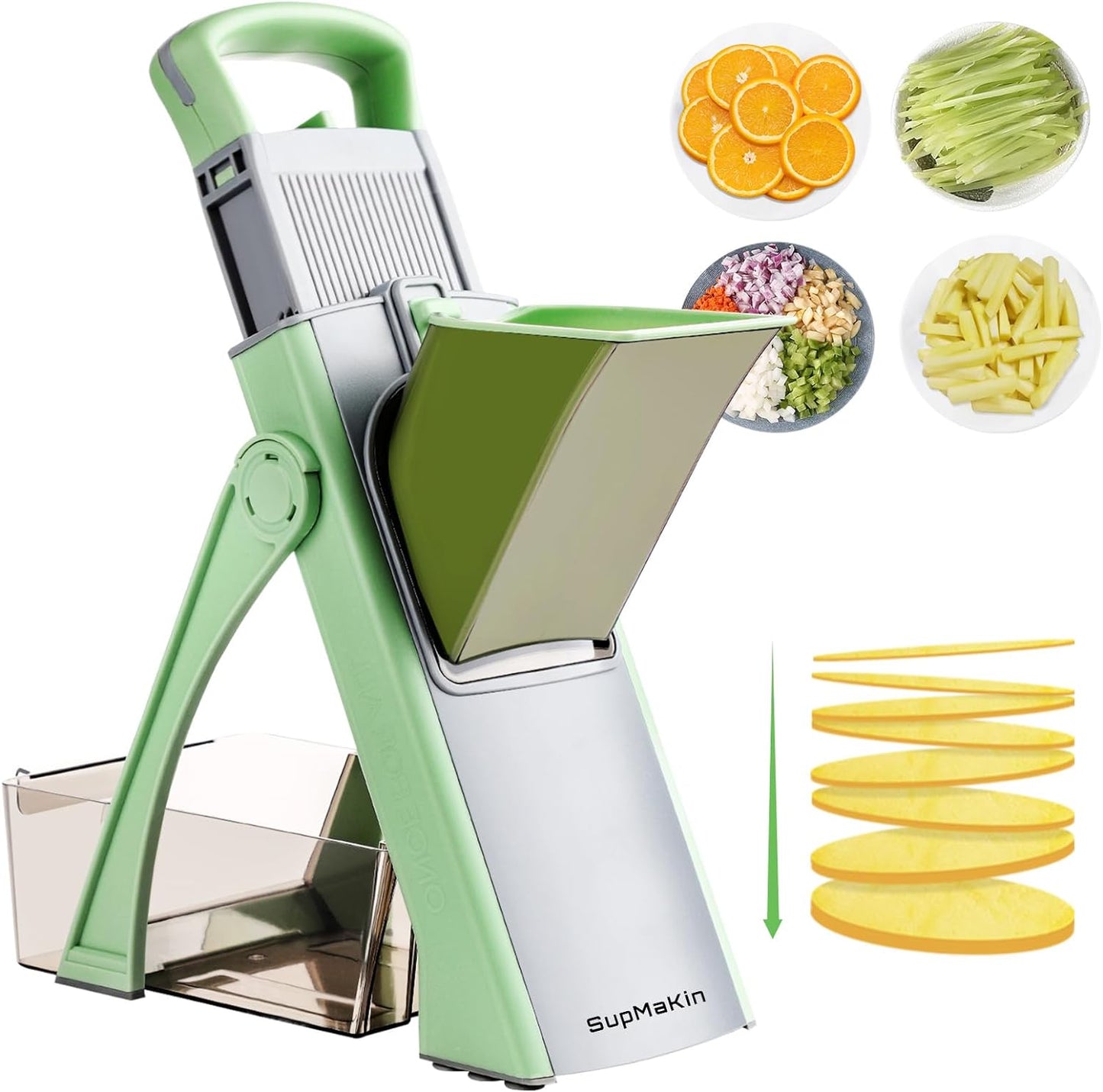 SupMaKin Upgrade Safe Mandoline Slicer Plus, Vegetable Chopper, Potato Slicer, Food Slicer Onion Chopper, Fry Cutter, Veggie Salad Dicer Kitchen Chopping Artifact Gifts (Blue)