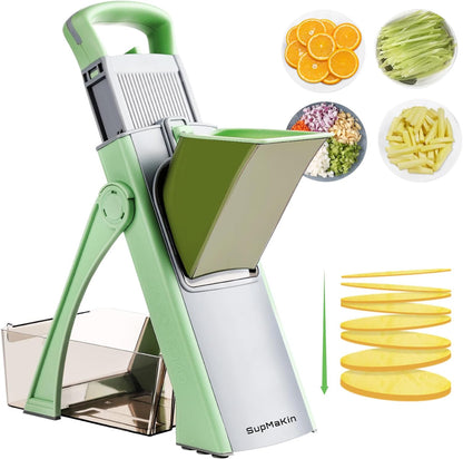 SupMaKin Upgrade Safe Mandoline Slicer Plus, Vegetable Chopper, Potato Slicer, Food Slicer Onion Chopper, Fry Cutter, Veggie Salad Dicer Kitchen Chopping Artifact Gifts (Blue)