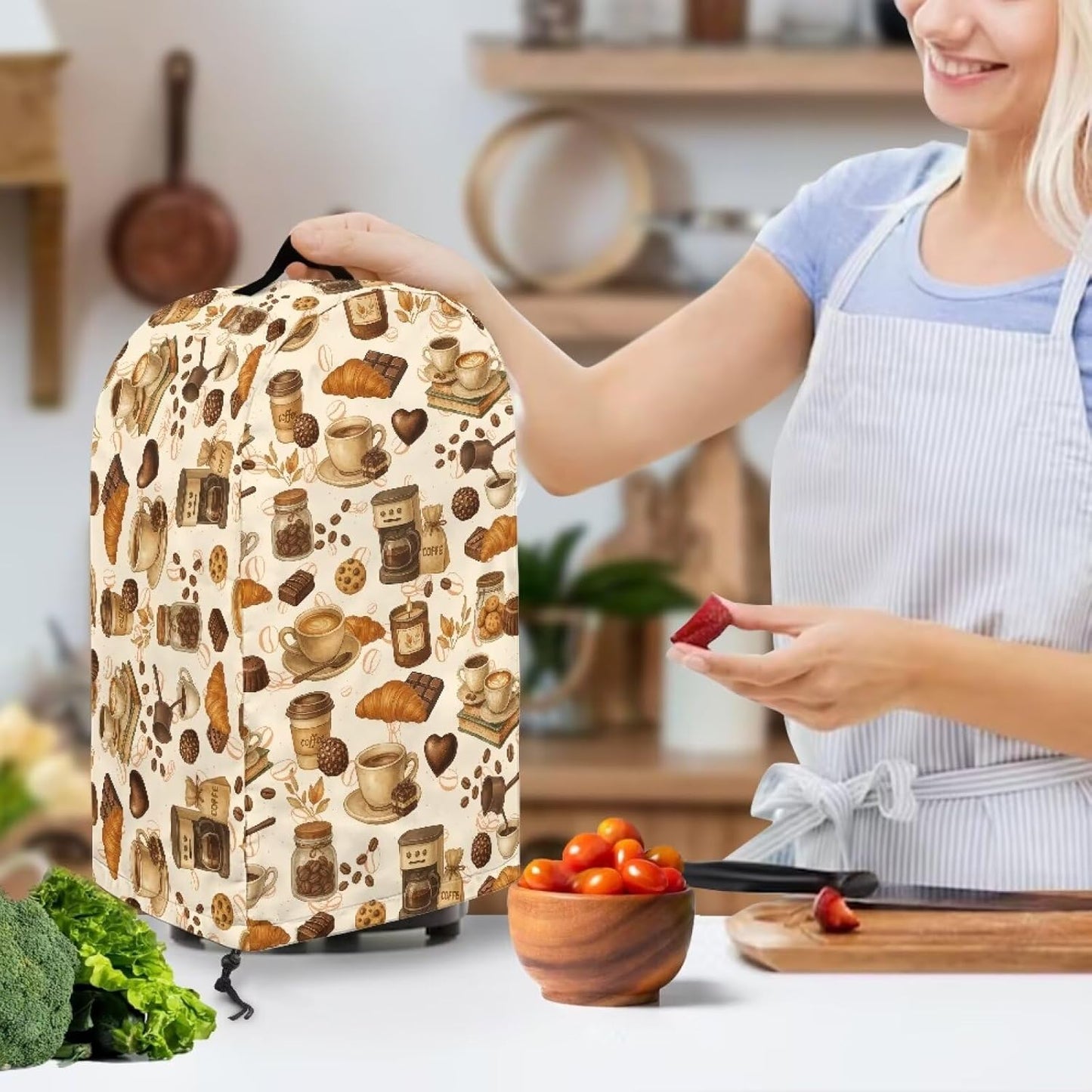 Coffee Pastry Blender Dust Cover with Drawstring Field Stand Mixer or Coffee Maker Cover Anti Fingerprint Polyester Appliance for Home Kitchen Decor