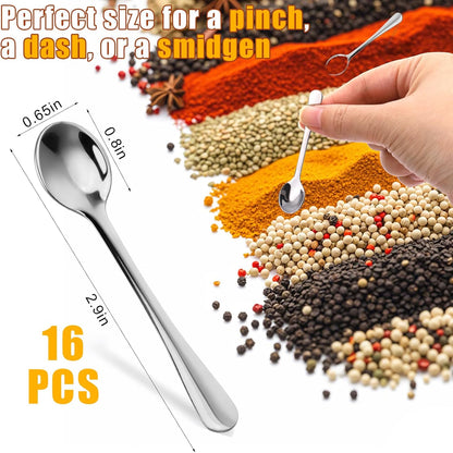 8Pcs Tiny Stainless Steel Spoons for Spices Jars, 2.9 Inch Mini Condiment Spoons, Silverware for Spice, Salt, Seasoning, Honey, Sugar