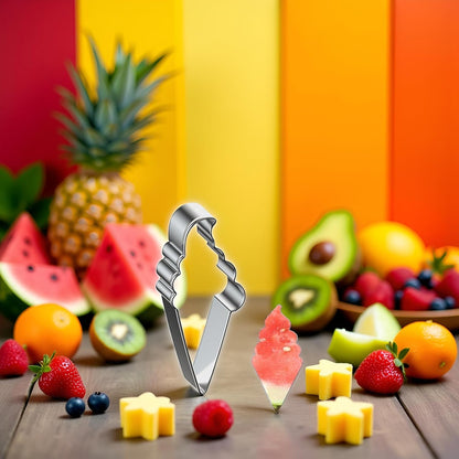 Silver Fruit Watermelon Cutting Molds,Creative Kitchen Gadgets, Stainless Steel Popsicle Cookie Cutter, Ice Cream Shape Watermelon Slicer,Watermelon Popsicle Mold, Melon Cutter Mould Melon Ballers