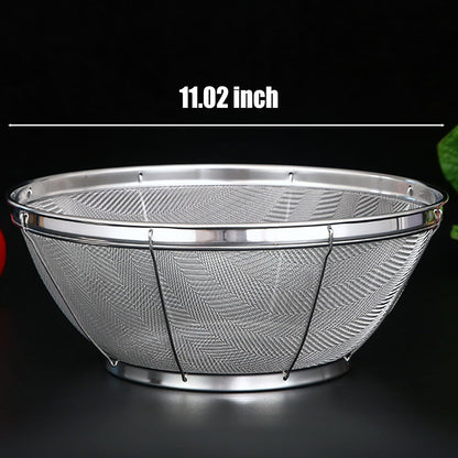 Fine Mesh Strainer for Kitchen, Stainless Steel Colander Bowl for Pasta, Rice, Fruit, Metal Net Baskets with Resting Base - Strain, Drain, Rinse (Diameter 9.84 inch)