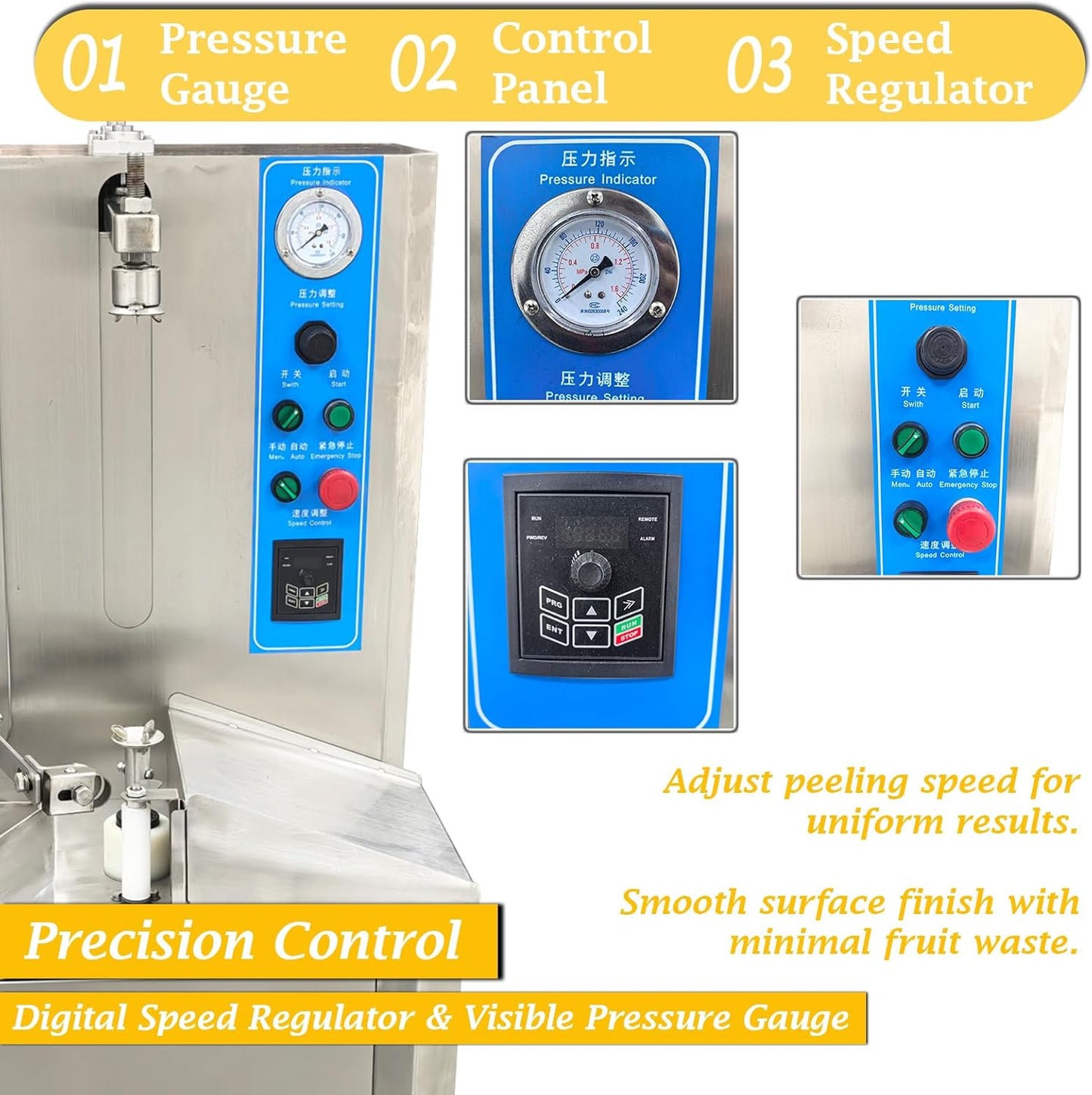 Commercial Automatic Pineapple Peeler, Electric Pineapple Coring Machine, 260pcs/h Stainless Steel Fruit Peeler for Food Processing & Central Kitchen, 110V