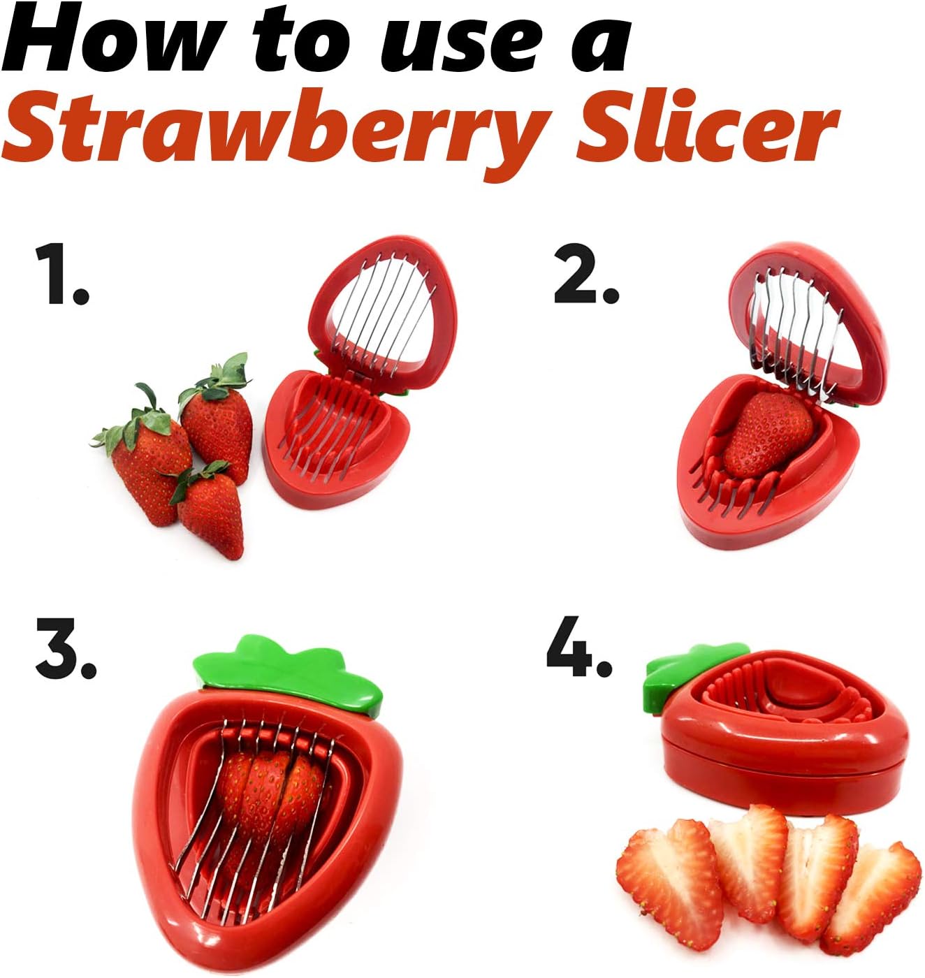 Joie Strawberry Huller and Slicer, Berry Preparation Set, Baking Tools, Red