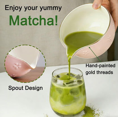 Clay&Fire Matcha Whisk Set, 9 pcs Ceramic Matcha Set, Gifts for Women,Matcha Bowl with Spout and Whisk, Matcha Kit for Matcha Lovers, Gift Mother's Day, Birthday, Anniversary