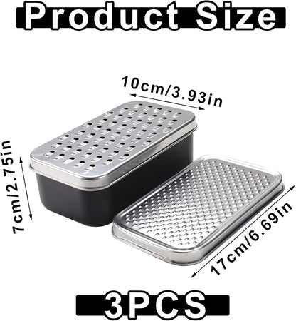 Cheese Grater With Container,Box Grater Cheese Shredder Lemon Zester,Kitchen Stainless Steel Food Grater,Perfect For Hard Parmesan Or Soft Cheddar Cheeses,Ginger,Butter Etc