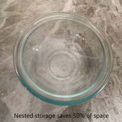 Borosilicate Glass Mixing Bowls, Set of 3 (2.8, 2.2, 1.1QT) - Heavy-Duty, Scratch Resistant & Lead-Free. Oven, Microwave, Dishwasher & Freezer Safe. Ideal for Meal Prep, Baking, Serving.