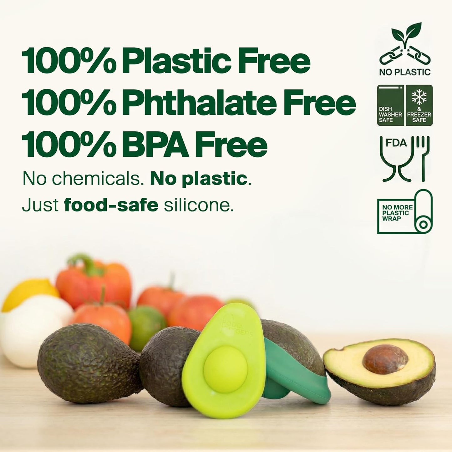 Food Huggers Avocado Hugger Single Pack - Keep Avocados Fresh with Patented Hug Design, BPA Free Food Grade Silicone Avocado Saver, Airtight Seal, Dishwasher Safe, Smart Storage Solution