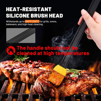 AmoreAngel CRAFTS 14 Inch Two Tone Silicone Basting Brush, Grill Brush with Non Slip Grip Long Handle, Kitchen Brush for BBQ, Grilling, Baking, Roasting, Saucing