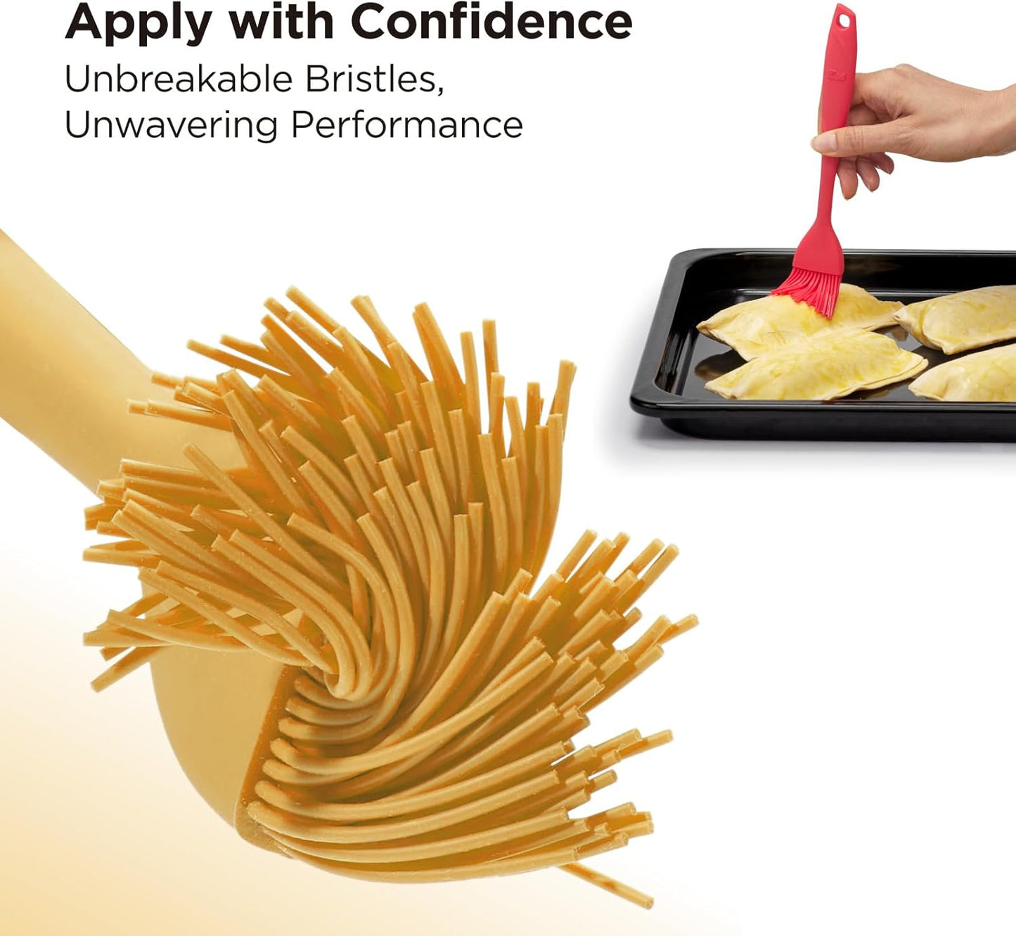 Kitchen Mama WaltzGrip Platinum Silicone Basting Pastry Brush: Set of 2 Heat-Resistant Brushes Utensils for Cooking, Baking, Grilling, Barbecue, and Spreading Oil, Butter, Egg (Yellow)