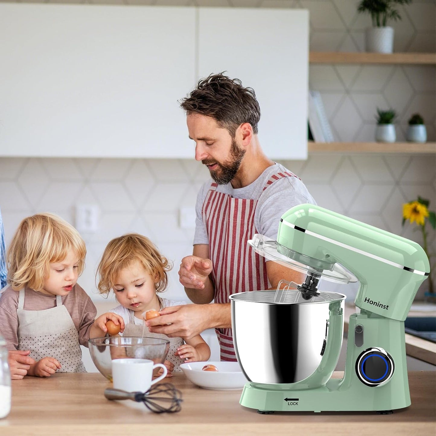 Honinst Stand Mixer, 6.5QT 10-Speed Tilt-Head Electric Stand Mixer, 3-In-1 Kitchen Mixer with Bowl, Dough Hook, Whisk and Beater, Food Mixer for Baking, Cake and Most Home Cooks, Black