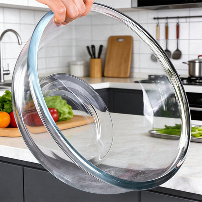 Large Glass Mixing Bowl with Lid, Clear Glass Salad Cooking Bowls for Sourdough, Salad and Storage Prepping and Baking Food Storage Set