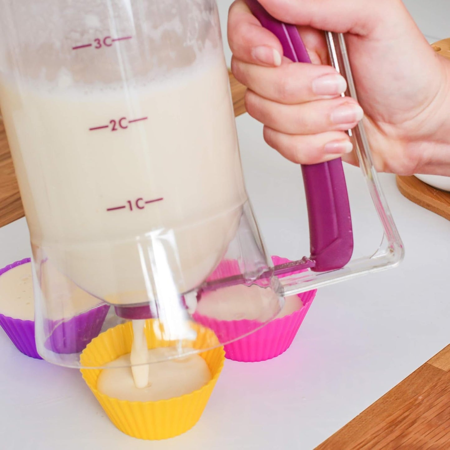 Pancake Cupcake Batter Dispenser Tool - Great for Cupcakes Muffins Creeps Cakes & Waffles – With Measuring Label – Chuzy Chef