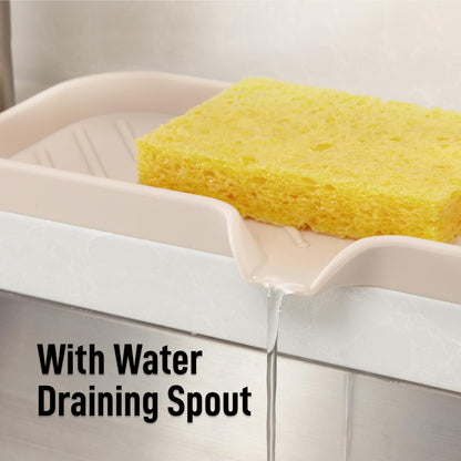 Zulay Kitchen (9x3.5in Sponge Holder for Kitchen Sink - Flexible Heavy-duty Multipurpose Sink Caddy - Counter Organizer for Kitchen, Bathroom, Makeup, Trinkets & More! (Grey)