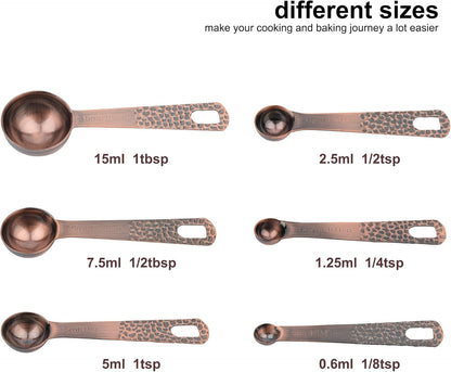 Measuring Spoons Set, 18/8 Stainless Steel Measuring Spoons Set for Dry&Liquid, Metal Metric & US Measuring Spoon with 1 Leveler and Locking Ring for Kitchen & Baking