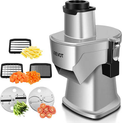 LEEVOT Commercial Vegetable Chopper 200W, Electric Food Processor for Slicing Dicing Shredding, Professional Veggie Cutter for Restaurant, Hotel School, Cafeteria, French Fry, Cheese Grater