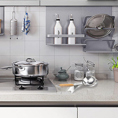 VanlonPro Stainless Steel Spoon Rest, Spatula Ladle Holder, Stainless Steel Utensil Spoon Rest Holder, Brushed Finish, Dishwasher Safe 9.8 x 3.7 Inch (Silver 1PC)