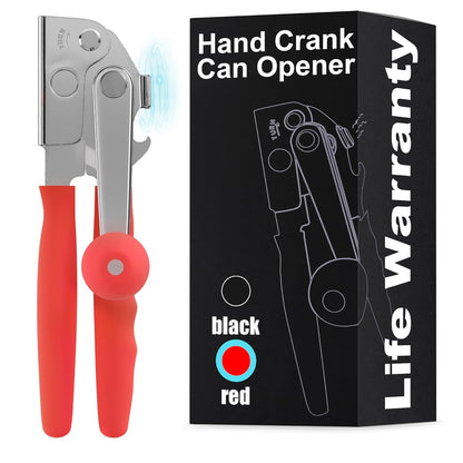 Heavy Duty Commercial Can Opener – Stainless Steel Can Opener for Large & Small Cans, Manual 360° Smooth Crank with Ergonomic Long Handles, Non-Slip Grip, 2-in-1 Bottle Opener for Restaurants & Home