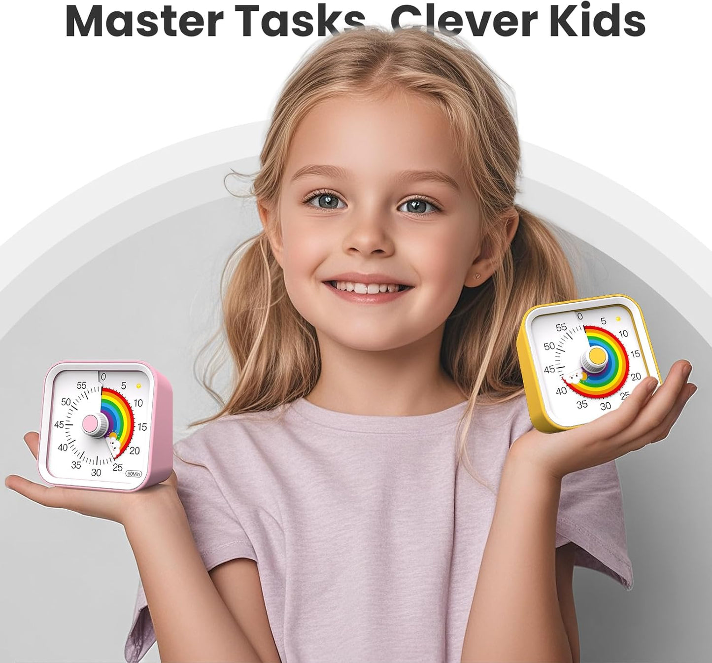Visual Timer for Kids with Pause Function, 60 Minute Countdown Timer for Kids Desk Study, Teaching, Kitchen Cooking, Office Meetings, Time Management for ADHD (White)