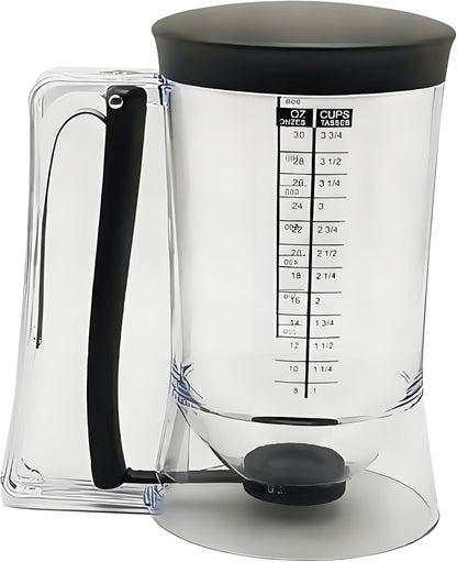 Pancake Batter Dispenser with Measuring Label, 4 Cup Capacity, 900ml With Squeeze Handle Kitchen Dispenser Bottle for Pancakes, Waffles, Muffins, Green