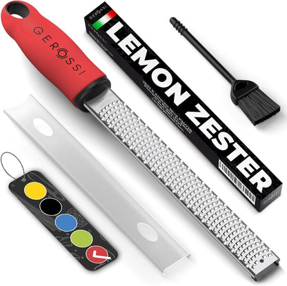 Stainless Steel Cheese and Citrus Zester Grater w/Extra Sharp Blade - Perfect for Lemons, Parmesan, Garlic, Chocolate - Spice Up any Kitchen Dish in Seconds with Your Premium Hand Held Shredder