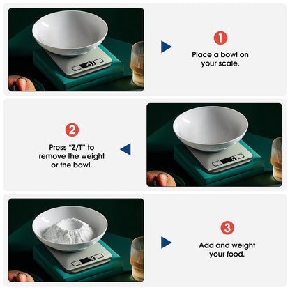 Mik-Nana Food Scale, 22lb Digital Kitchen Scale Weight Grams and Ounces for Baking Cooking Coffee Package Postage, 6 Units with Tare Function, LCD Display, Easy Clean Stainless Steel